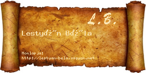 Lestyán Béla névjegykártya
